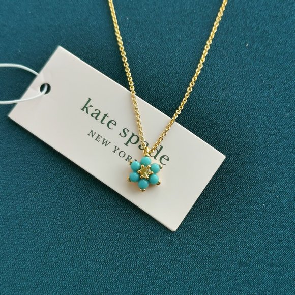 KATE SPADE Myosotis Flower Gold Mini Pendant Necklace NEW $58
